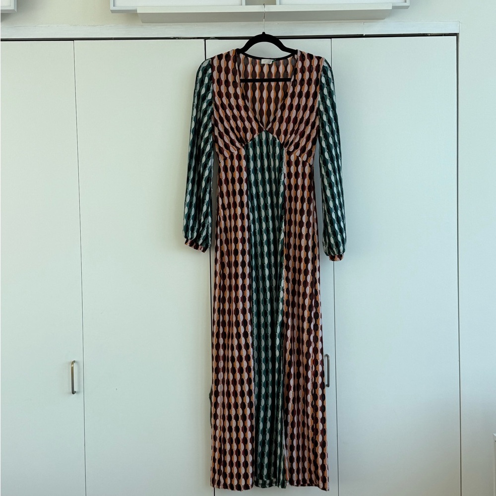 RIXO Phoebe Knit Dress Multicolor Long Sleeve Maxi Dress Size XS US 4 - Picture 11 of 11